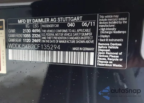 2012 Mercedes-Benz E 350 z USA, uszkodzony, nr VIN WDDKJ5KB2CF135294